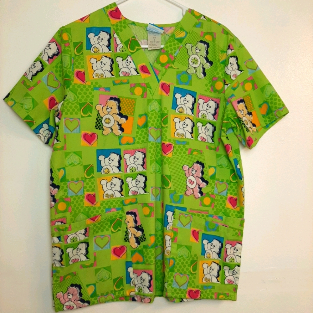 Nurse scrub top care bears size small